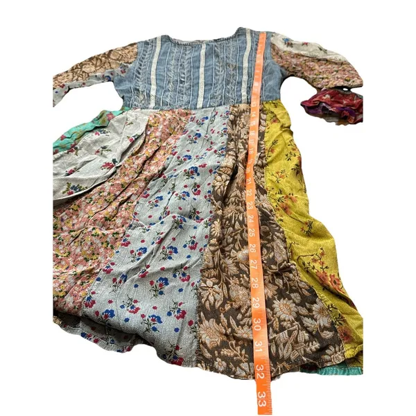 Young Threads Boho Dress Small Embroidered Grey Patchwork Mini Western Hippie - Image 7