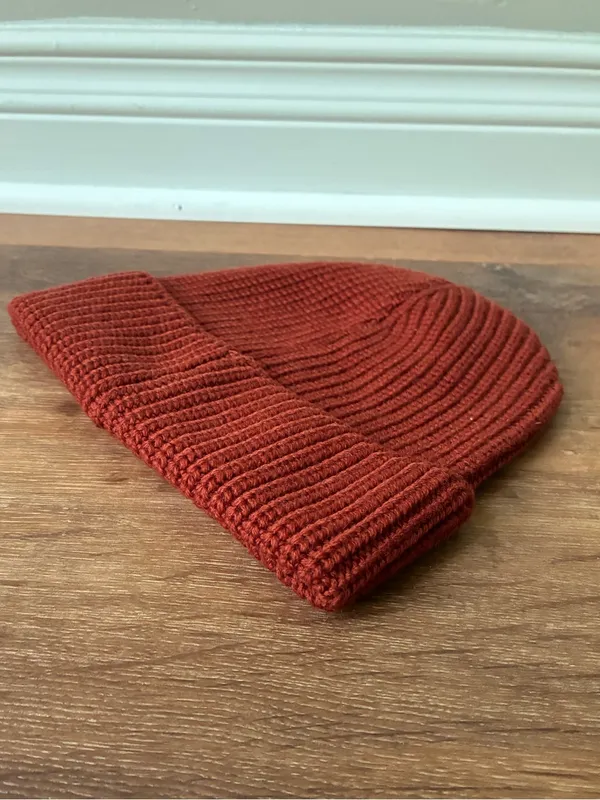 Coach Ribbed Wool Knit Beanie Hat, NWT, Rust - Image 10