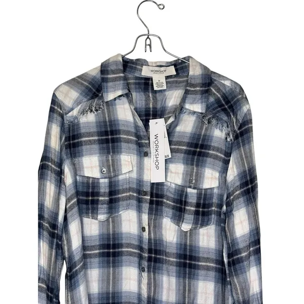 Workshop Republic Clothing Women's‎ Shirts Flannel Plaid Button Down Medium NWT - Image 4