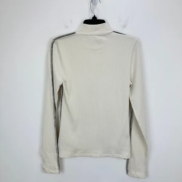 J.Crew Premium Rib Turtleneck Long Sleeve Whipstitch Trim Natural Beige M NWT - Image 9