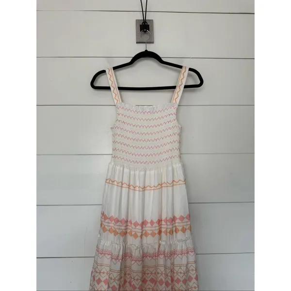 Goodnight Macaroon Women’s XS White Orange Tiered Ruffle Maxi Dress - Image 6