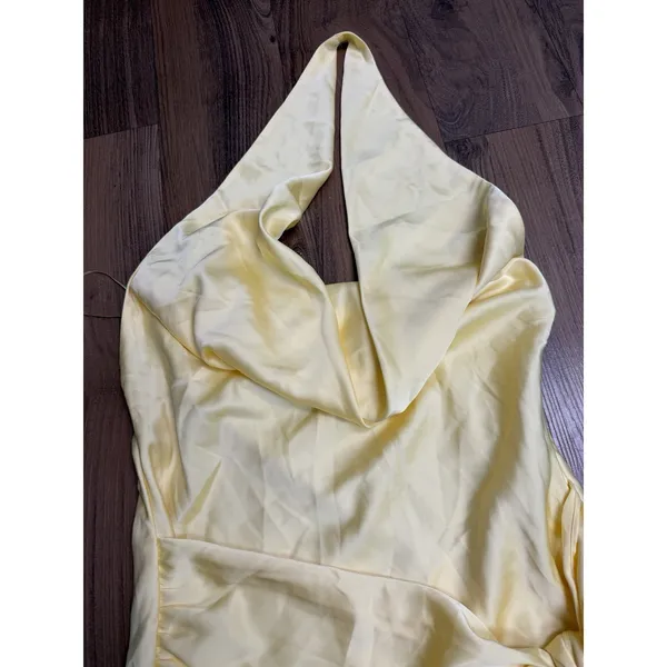Zara Yellow Satin Silky Halter Mini Dress Kate Hudson Low Back Summer 90s Y2K - Image 5