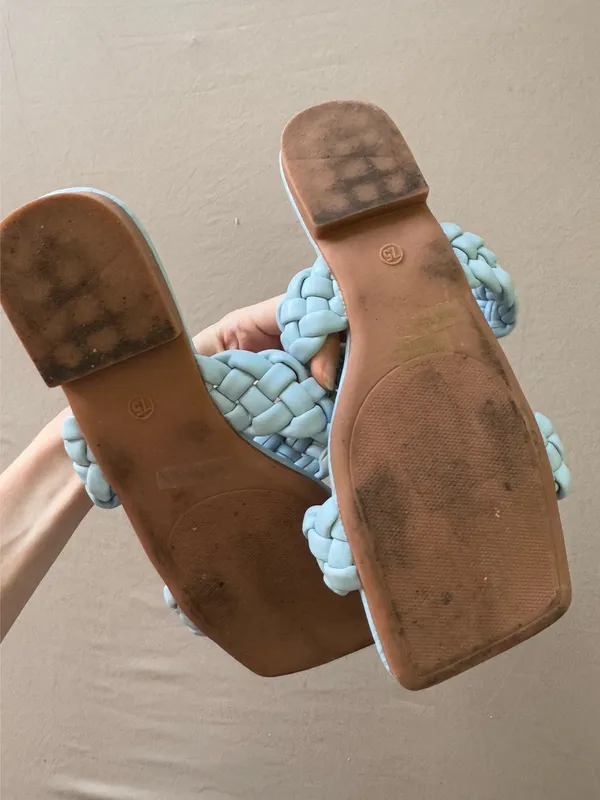 Braided Strap Square Toe Sandals Blue Size 7.5 - Image 5