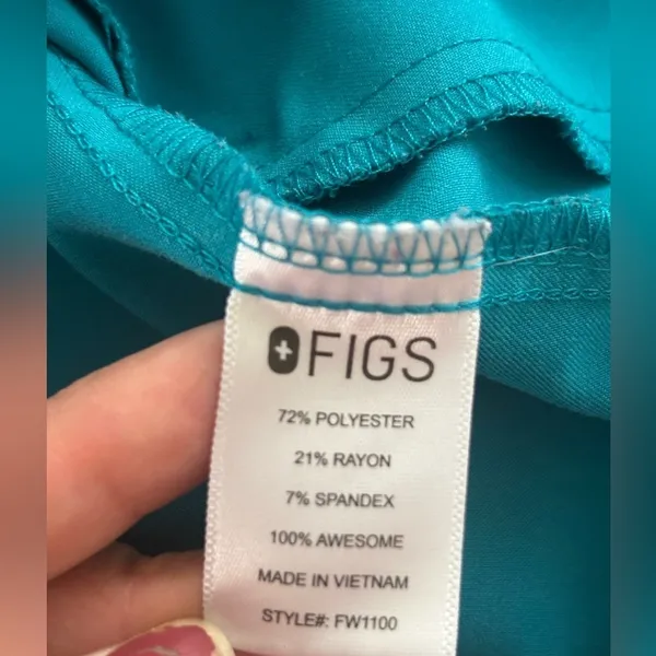 FIGS Technical Collection‎ Scrub Top XXS Teal Blue V-Neck Short Sleeve Pockets - Image 10