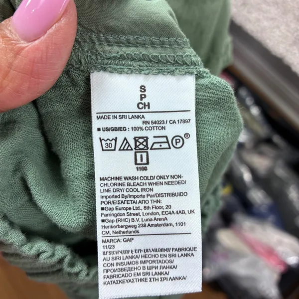 Gap Gauze Wide Leg Pants Womens‎ S Green Cotton Pull On Elastic Waist Lagenlook - Image 10