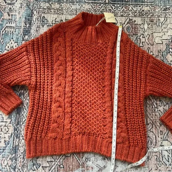 NWT Universal Thread Rust Chunky Cable Knit Mock Turtleneck Pullover Sweater M - Image 9