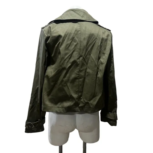 Shinestar Women's Olive Green Double-Breasted Cropped Jacket Medium - Image 7