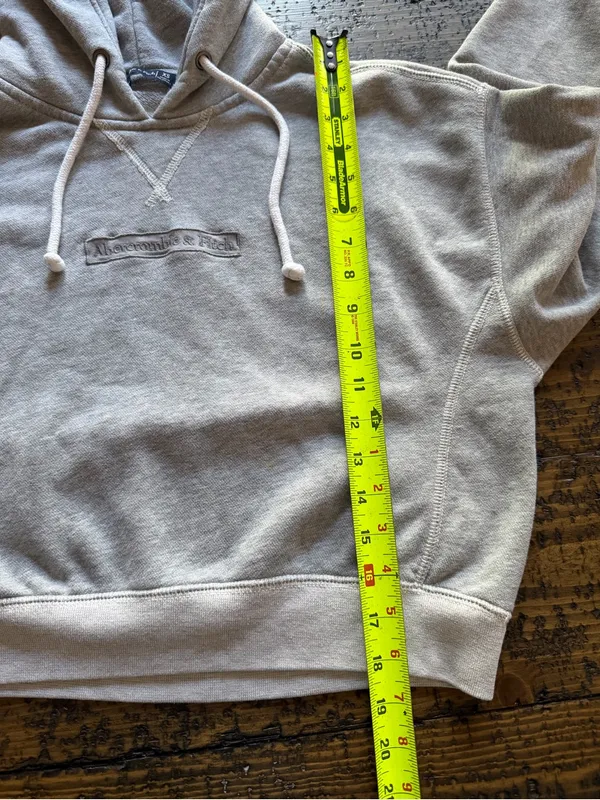Abercrombie & Fitch Cropped Oversized Logo Hoodie Grey Size XS⁠ - Image 11