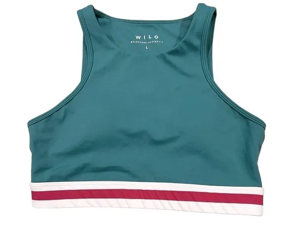 Wilo Teal Striped Band Sports Bra Size L Nwot - Image 3