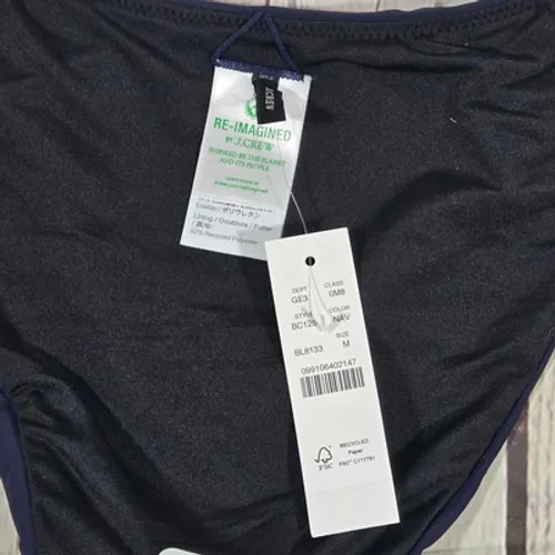 J. Crew Curved-waist cheeky‎ bikini bottom in Navy M NWT - Image 5