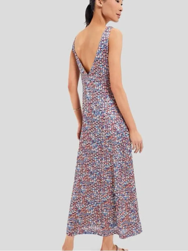 NWT Tuckernuck Natasha mosaic tile v neck maxi dress metallic Large - Image 5