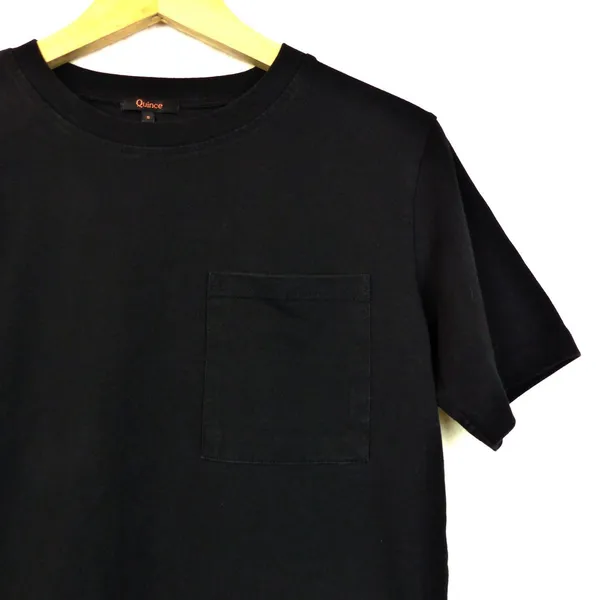 Quince Relaxed T-Shirt Dress Womens S Black Organic Cotton Pocket Casual - Image 7