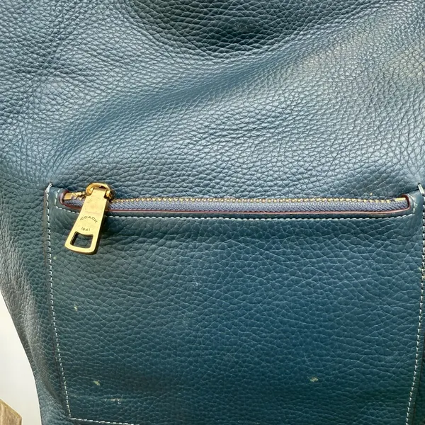 Coach Pebbled Leather Duffle Shoulder Bag 50115 Twist Lock Blue Hobo Crossbody L - Image 7