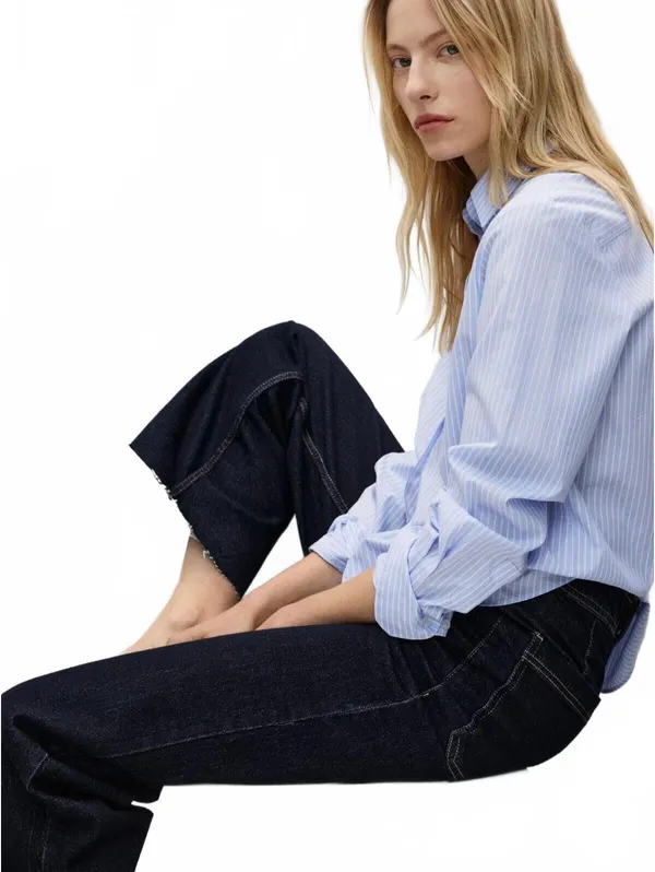 Mango Catherin Rinse-Wash Culotte Jeans NWT Open Blue Size 4 (EUR 36) - Image 5