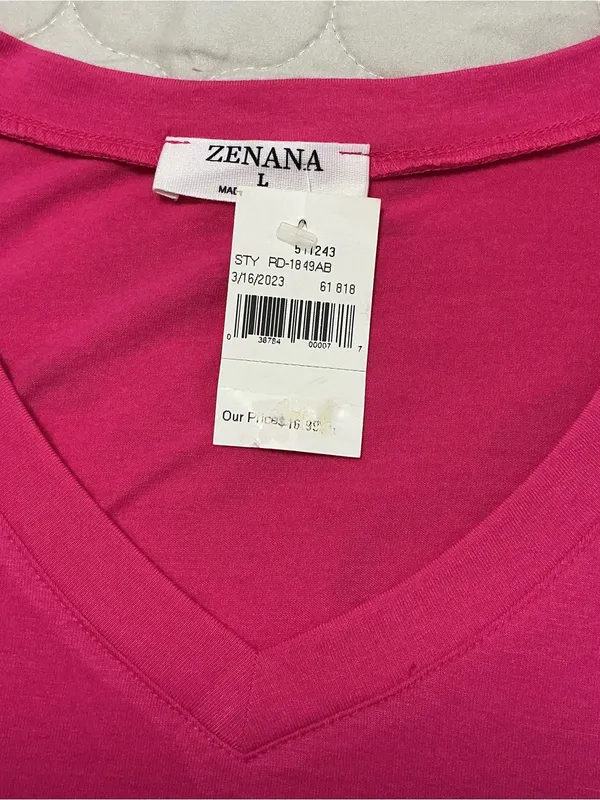 Zenana Hot Pink V-Neck T-Shirt Dress Size L NWT - Image 4