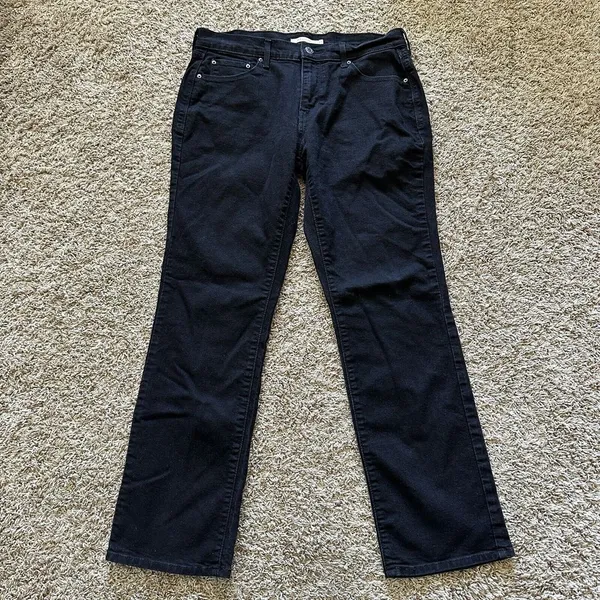 Levis‎ 505 Denim Jeans Womens 30x30 Black Dark Wash 5 Pocket Straight Leg Cotton - Image 2