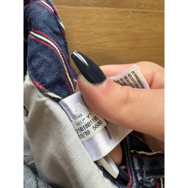 American Eagle Women Size‎ 6 Mid Rise Pinstripe Mini Jean Skirt Super Stretch - Image 14