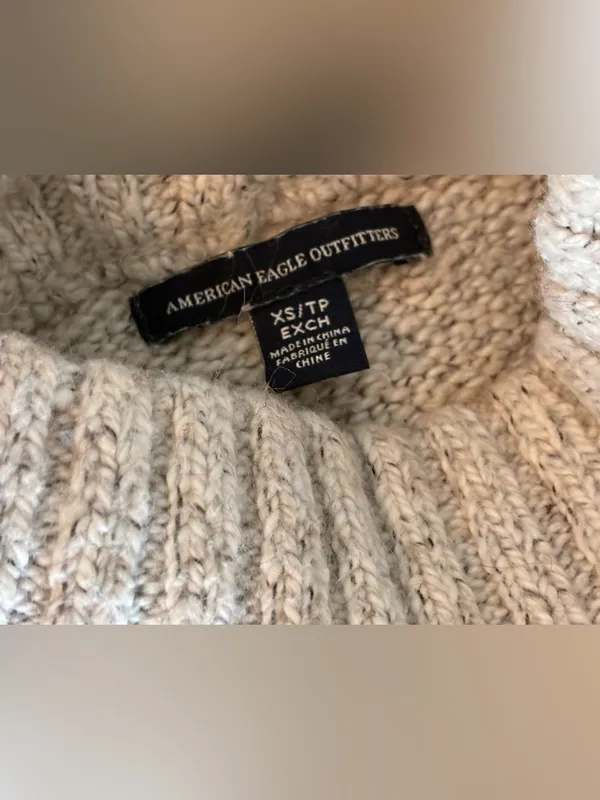 Cozy Mock Neck Women's American Eagle Sweater in Light Beige Size X-Small - Image 3