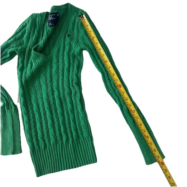 American Eagle Women’s V Neck Cable Knit Sweater S Y2K 2000s Elena Gilbert Bella - Image 8