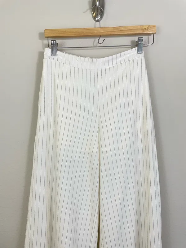 Altar’D State Cream Pinstripe Linen Blend‎ Wide-Leg Pants Size XS - Image 3