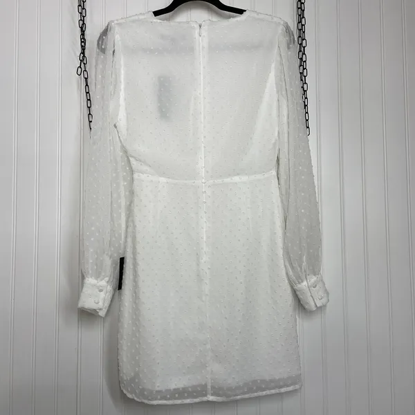 Lulus Much Love White Swiss Dot Tie Front Long Sleeve Mini Dress Small NWT - Image 8