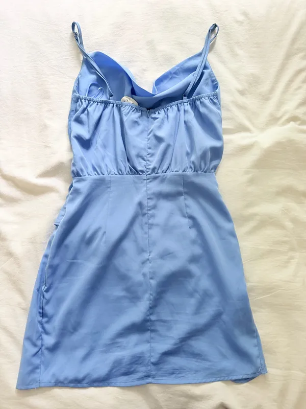 Shoefly Blue cowl-neck mini wrap dress - Image 3