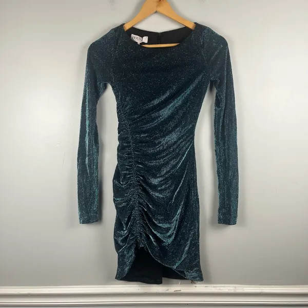 New House of CB Anoushka Shimmer Emerald Green Bodycon Women’s Dress XS - Image 2