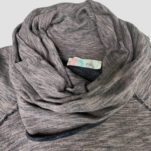 Free People Beach Cocoon Sweater Top Cowl Neck Heathered‎ Long Sleeve Pullover M - Image 4