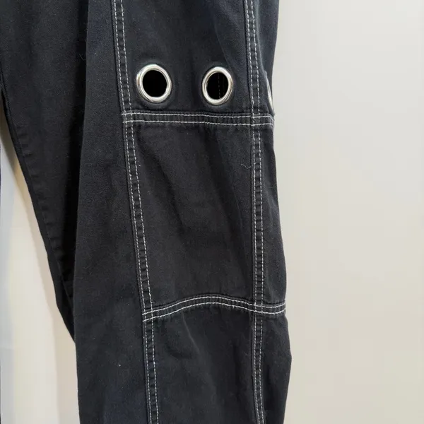 Hot Topic Grommet Carpenter Pants Womens 11 Black Y2K Goth Cargo Wide Leg - Image 4