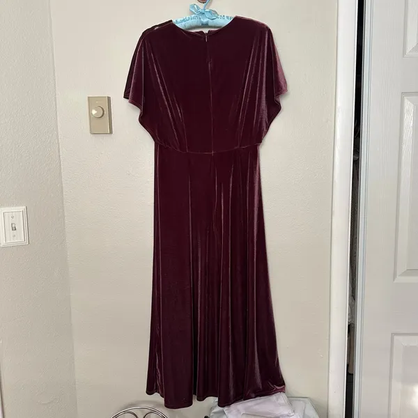 Taylor Sz 10 Midi Dress womens Purple Plum Velvet Empire Waist Flutter Sleeves - Image 5