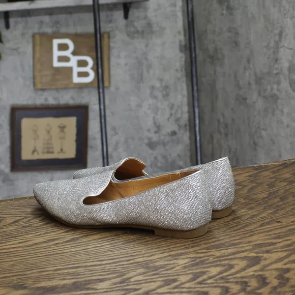 Rampage Womens Glitter Shiny Flats SMOKER-03L Silver Gray 8 - Image 2