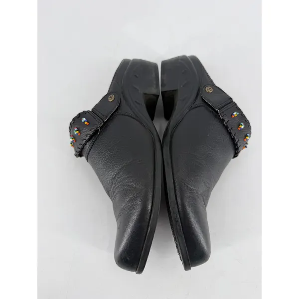 Ariat Clogs Women 8.5 Black Leather Beaded Whipstitch Western Boho Mules - Image 7
