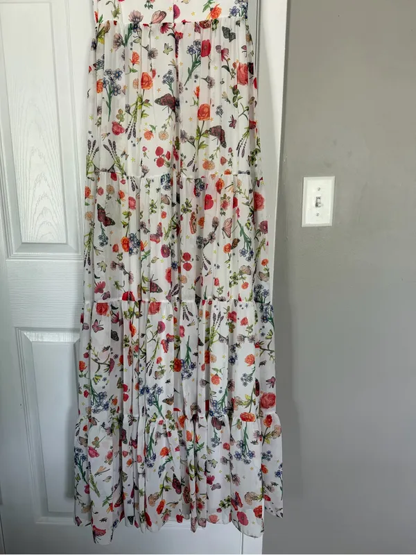 Ieena for Mac Duggal Floral Maxi Dress Gown Cottagecore Flowy Wedding Guest - Image 9