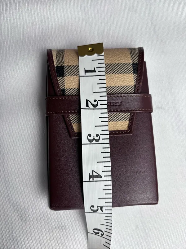 Authentic Burberry London Nova Check Burgundy Leather Case Made in Italy vintage - Image 9