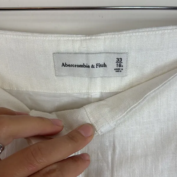 Abercrombie & Fitch Linen‎ Chinos Pants White Size 33 - Image 5