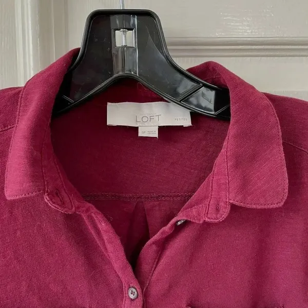 Loft burgundy long sleeve button down - Image 3