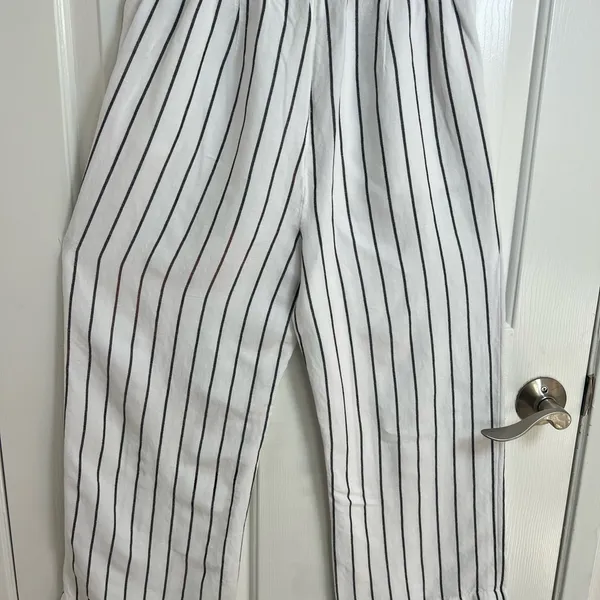 LOFT White and Black Striped Jumpsuit‎ - Image 7