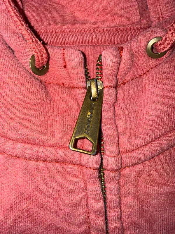 Carhartt Pink Full Zip Hoodie Sweatshirt with Embroidered Logo, Size L (12-14) - Image 4