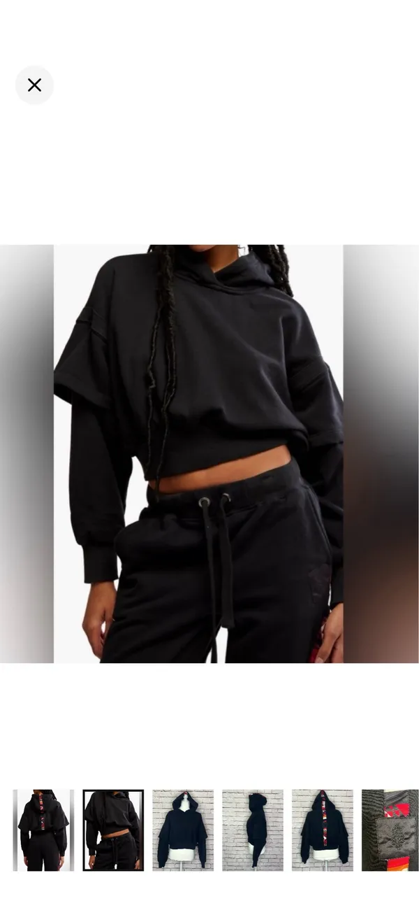 FP Movement Snow Flow Hoodie in Black Combo NWT. Gorgeous cropped hoodie. Two-layer sleeves. Stretchy oversize boxy fit. 20.5” bust 17.5” long - Image 2