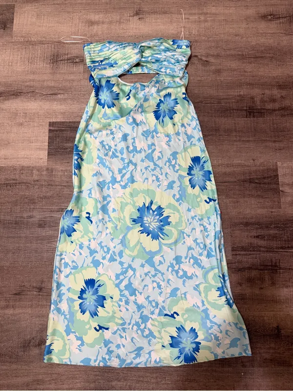 HELLO MOLLY Own The Style Satin Maxi Dress in Blue - Image 4