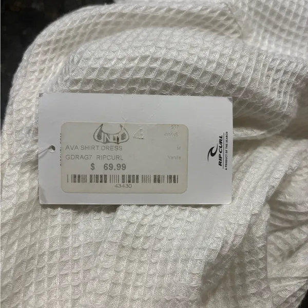 Rip Curl Ava Shirt Dress Vanilla White Waffle Knit Button Down Mini M‎ - Image 3