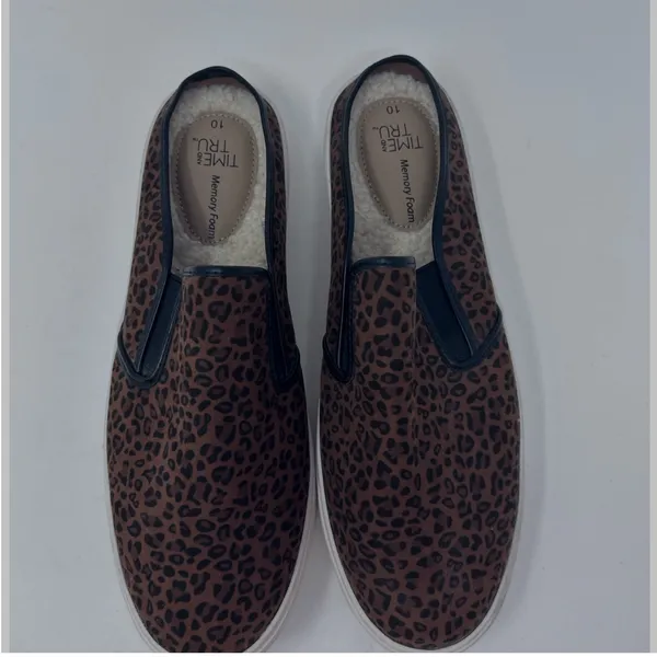 Time and Tru Women's Animal Print Twin‎ Gore Mules Faux Fur Insides Size 10 - Image 6