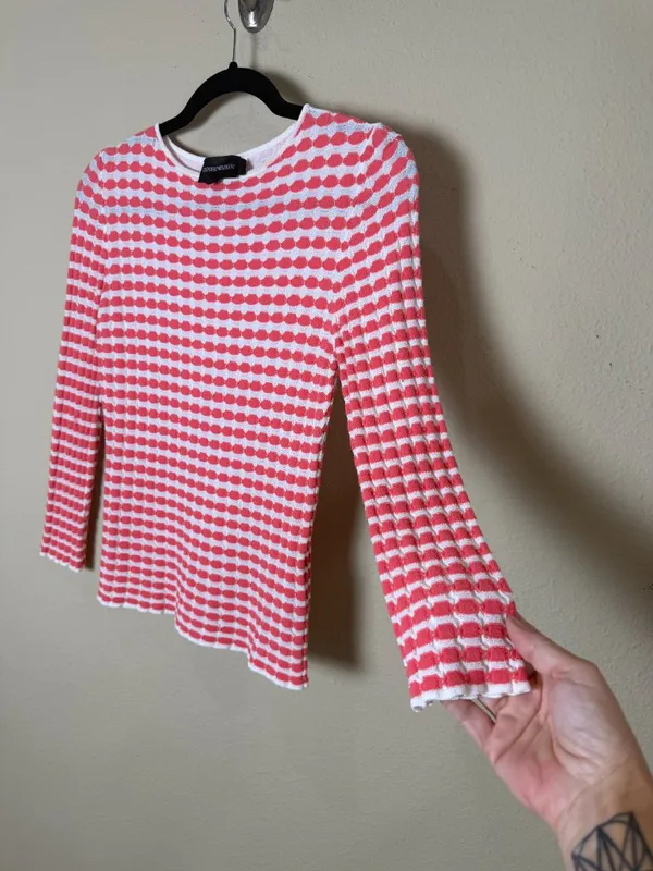 Emporio Armani Pink Geometric Patterned Knit Sweater Size 38 - Image 5