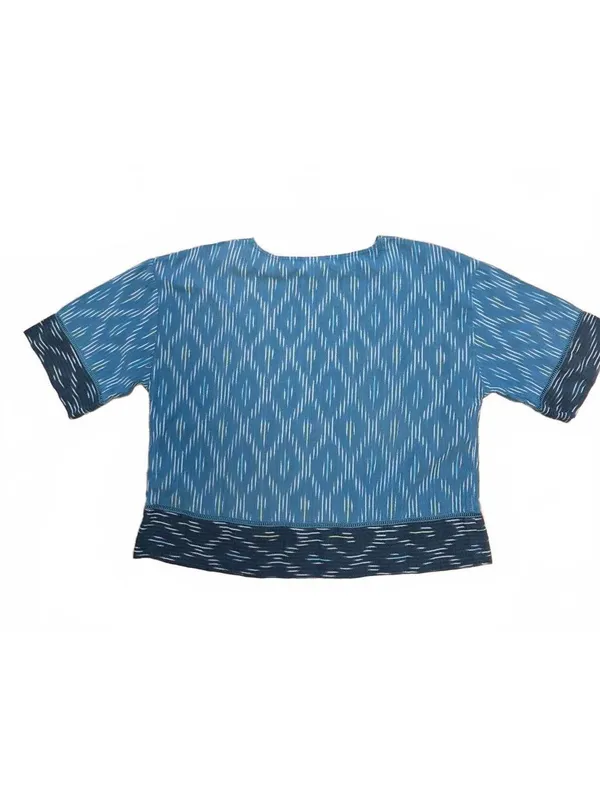 J Jill Pure Jill Women's Small Blue Ikat Print Dragonfly Cotton Oversized Boxy - Image 3