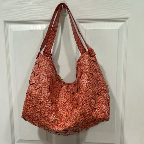 Jessica Simpson Coral Textured Hobo with Yellow Butterfly Accent - Image 3