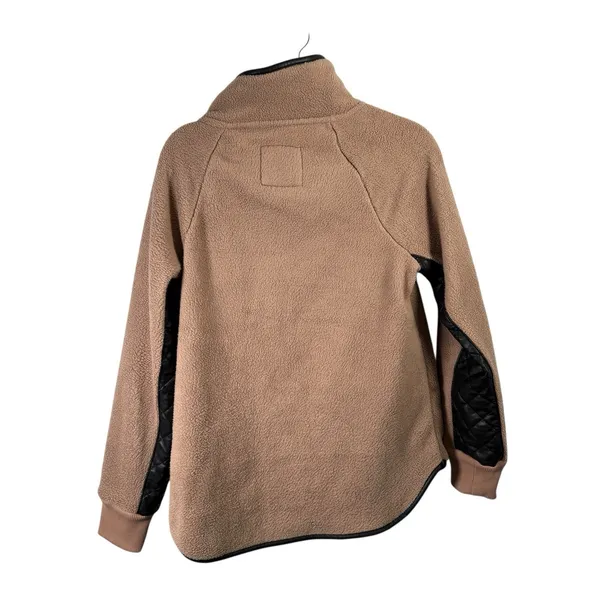 Abercrombie & Fitch Taupe Brown Sherpa Fleece Faux Leather Pullover Womens Small - Image 8