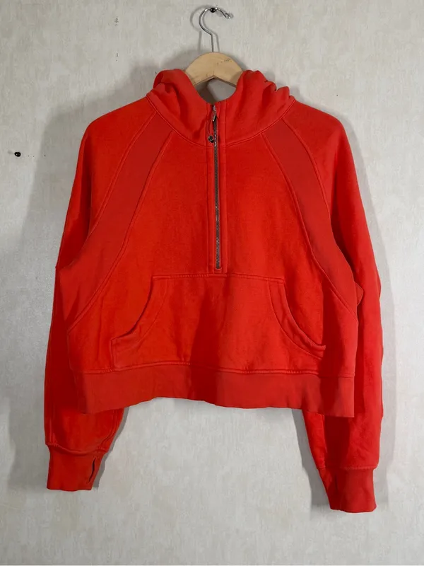 Lululemon Women’s Scuba Oversized 1/2 Zip Hoodie in Autumn Red Orange M/L - Image 3