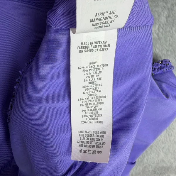 Aerie Lurex Crinkle Babewatch One Piece Swimsuit Purple Size XL - Image 11