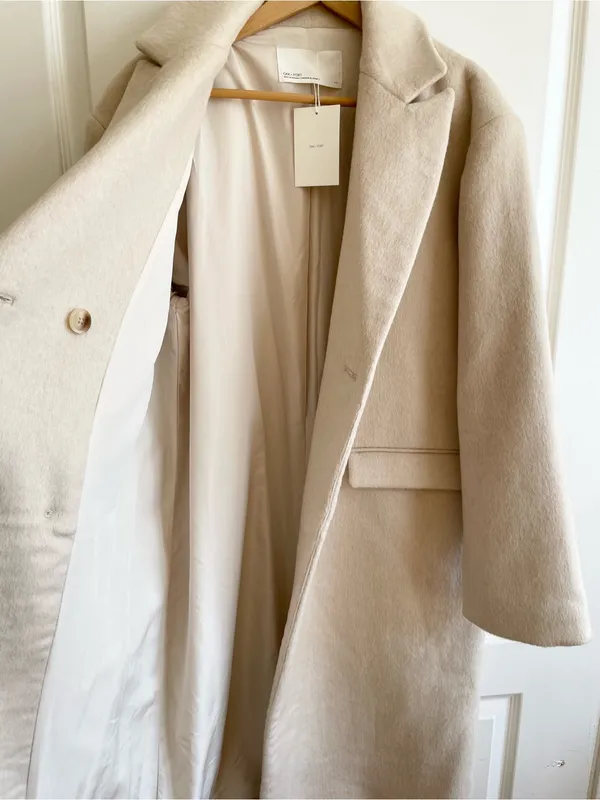 Oak + Fort Womens Boxy Oversized Over Coat Wool Blend Double Breasted S NEW - Image 3