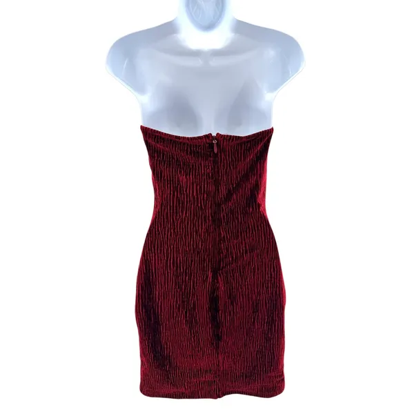 Naked Wardrobe Red Textured Strapless Bodycon Tube Mini Dress Small Going Out‎ - Image 5